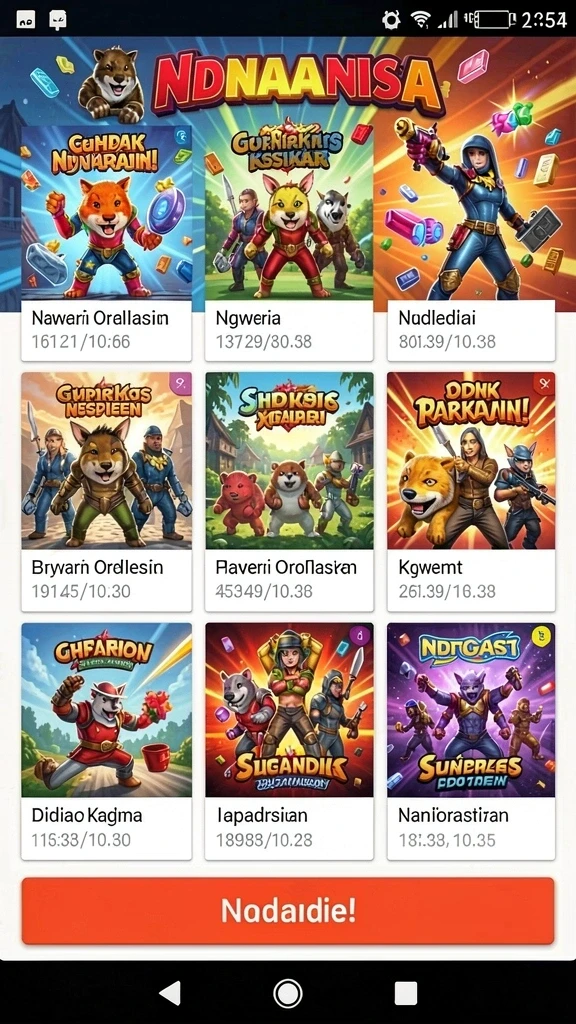 Screenshot yang menunjukkan berbagai tema slot yang tersedia.