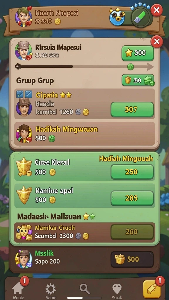 Berbagai pilihan permainan yang tersedia dalam aplikasi.